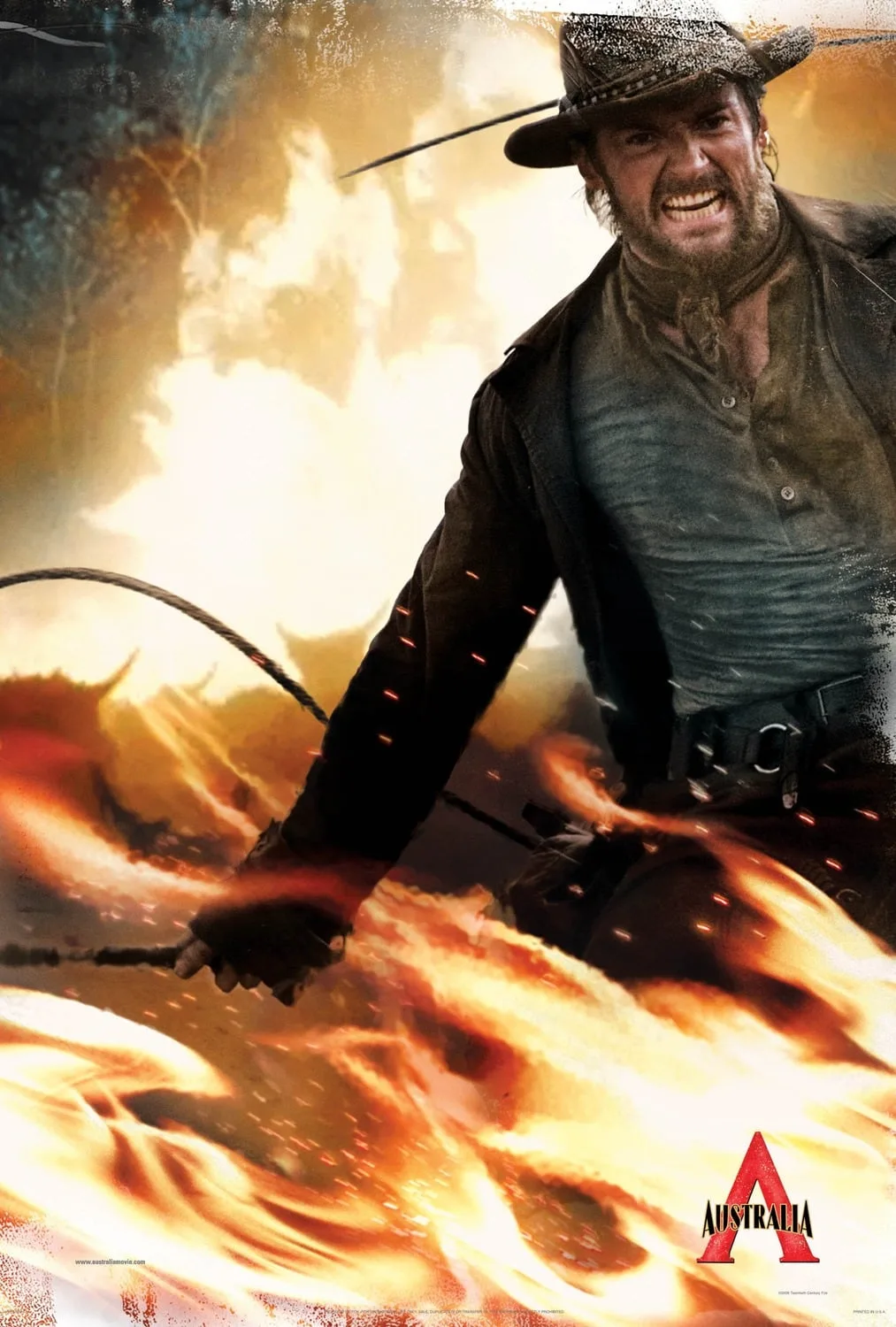 Hugh Jackman as the Drover on the Australia movie poster