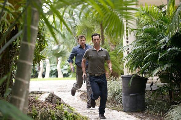 BURN NOTICE -- "Company Man" -- Pictured: (l-r) Grant Show as Max, Jeffrey Donovan as Michael Westen -- Photo by: Virginia Sherwood/USA Network
