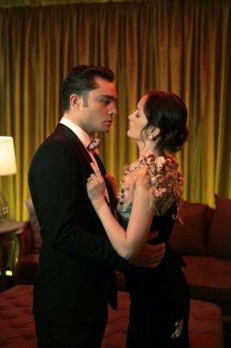 "GOSSIP GIRL episode 422 -- Ed Westwick as Chuck Bass and Leighton Meester as Blair Waldorf on Gossip Girl on The CW. WB Photo by: Giovanni Rufino"