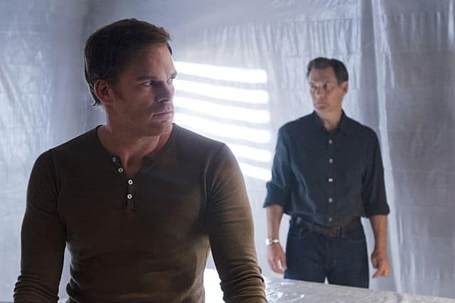 James Remar as Harry Morgan and Michael C. Hall as Dexter Morgan in Dexter (Season 8, episode 10)
