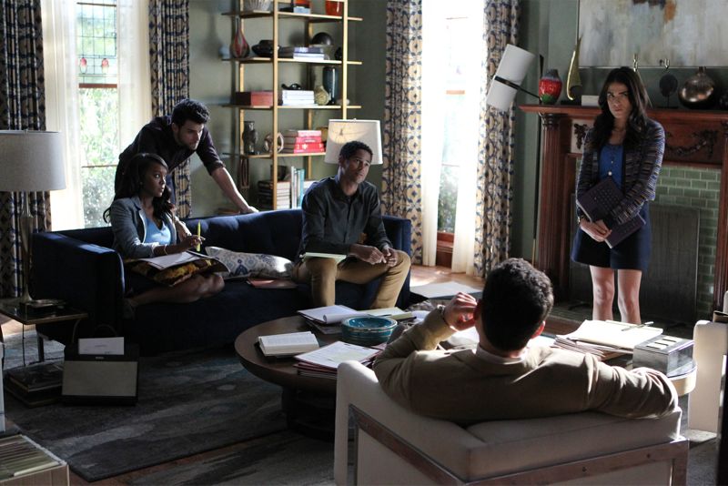 HOW TO GET AWAY WITH MURDER - "I Want You to Die" - Annalise and the team are hired to represent a client accused of badgering somebody to the point of suicide. Meanwhile, Eve returns to defend Nate after ADA Sinclair serves him for a possible new murder charge, and Bonnie learns about what happened at Trotter Lake, on "How to Get Away with Murder," THURSDAY, NOVEMBER 5 (10:00-11:00 p.m., ET) on the ABC Television Network. (ABC/John Fleenor) AJA NAOMI KING, JACK FALAHEE, ALFRED ENOCH, MATT MCGORRY, KARLA SOUZA