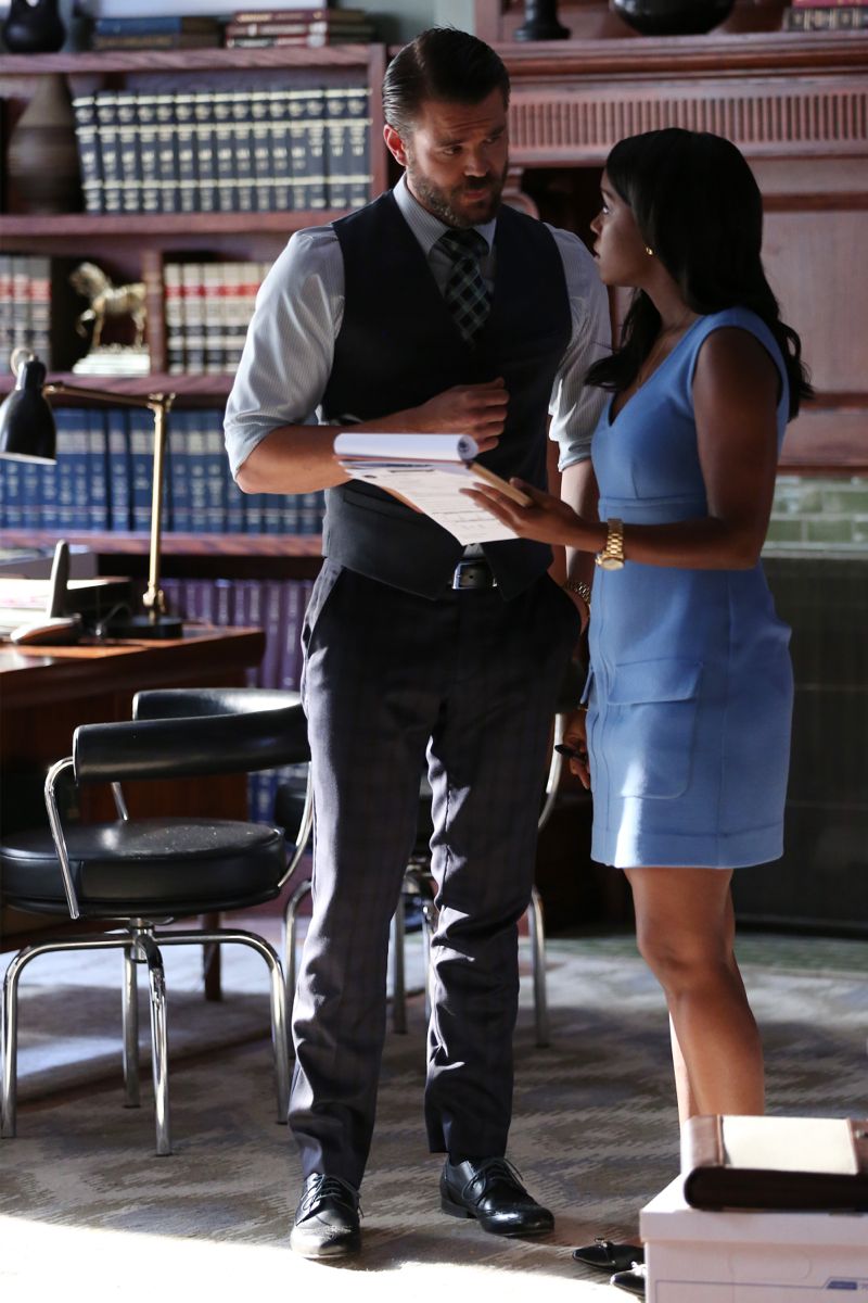 HOW TO GET AWAY WITH MURDER - "I Want You to Die" - Annalise and the team are hired to represent a client accused of badgering somebody to the point of suicide. Meanwhile, Eve returns to defend Nate after ADA Sinclair serves him for a possible new murder charge, and Bonnie learns about what happened at Trotter Lake, on "How to Get Away with Murder," THURSDAY, NOVEMBER 5 (10:00-11:00 p.m., ET) on the ABC Television Network. (ABC/John Fleenor) CHARLIE WEBER, AJA NAOMI KING