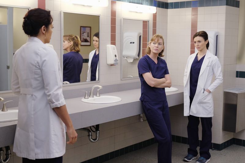 GREY'S ANATOMY - "The Me Nobody Knows" - Grey Sloan Memorial not only welcomes a new transfer resident, but also a patient who's the topic of conversation after accidently sending his sex tape to his entire congregation. Meanwhile, Richard wrestles with how to progress his relationship with Maggie when an old friend visits the hospital, and April brings in a case of a young boy from the Middle-East, on "Grey's Anatomy," THURSDAY, NOVEMBER 5 (8:00--9:00 p.m., ET) on the ABC Television Network. (ABC/Tony Rivetti) SARA RAMIREZ, ELLEN POMPEO, CATERINA SCORSONE