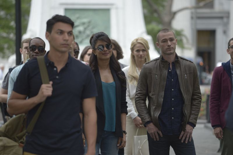 QUANTICO - "Found" - The trainees leave campus for the first time while undergoing their first undercover assignment. With an evening full of unpredictable events, Alex and Ryan find themselves getting close while the recruits' skills are tested. In the future, Alex decides to tell her side of the story and sits down for her first public interview leaving everyone watching to wonder who is really telling the truth, on "Quantico," SUNDAY, OCTOBER 25 (10:01-11:00 p.m., ET) on the ABC Television Network. (ABC/Phillippe Bosse) PRIYANKA CHOPRA, JOHANNA BRADDY, JAKE MCLAUGHLIN