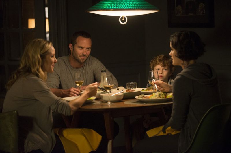 Blindspot -- "Split The Law" Episode 105 -- Pictured: (l-r) Jordana Spiro as Sarah Weller, Sullivan Stapleton as Kurt Weller, Logan Schuyler Smith as Sawyer, Jaimie Alexander as Jane Doe -- (Photo by: Barbara Nitke/NBC)