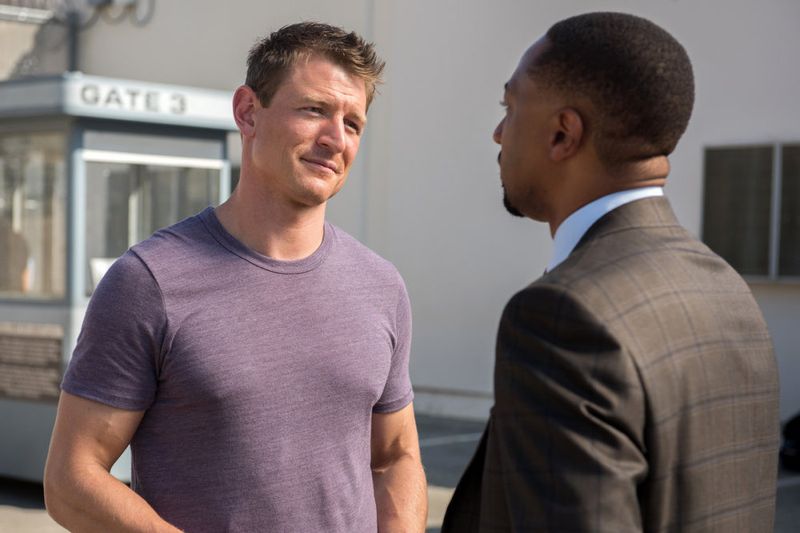 THE PLAYER Season 1 Episode 4 Photos The Big Blind 3 THE PLAYER -- "The Big Blind" Episode 103 -- Pictured: (l-r) Philip Winchester as Alex, Damon Gupton as Detective Cal Brown -- (Photo by: Colleen Hayes/NBC)