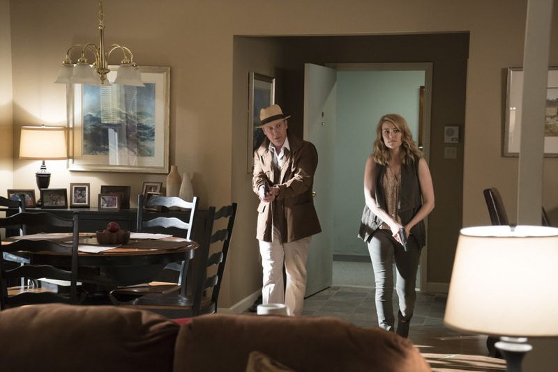 THE BLACKLIST -- "Eli Matchett" Episode 303 -- Pictured: (l-r) James Spader as Red Reddington, Megan Boone as Liz Keen -- (Photo by: Virginia Sherwood/NBC)