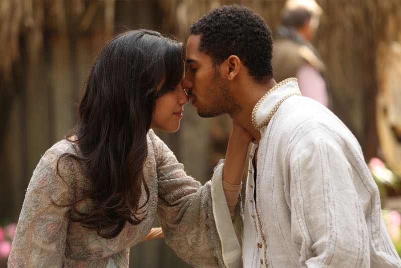 ONCE UPON A TIME - "Nimue" - In Camelot, Merlin spearheads a mission to reunite the dagger with Excalibur so he can use the weapon to save Emma from the darkness threatening her soul. With Zelena in tow, Hook, Mary Margaret, David, Regina and Robin steal into Arthur's castle to take the broken sword from the maniacal king. Meanwhile, Merlin brings Emma along on a journey to confront his ancient nemesis and retrieve the sacred spark he'll need to reforge Excalibur. Both parties are tested, but one suffers a blow that could derail the entire operation. In a flashback to long before the Age of Arthur, young Merlin finds purpose after he is blessed with magic and immortality, but when he falls in love with a young refugee named Nimue, everything changes for Merlin, as their romance starts a chain of events that touches every one of our present day heroes, on "Once Upon a Time," SUNDAY, NOVEMBER 8 (8:00-9:00 p.m., ET) on the ABC Television Network. (ABC/Jack Rowand) CAROLINE FORD, ELLIOT KNIGHT
