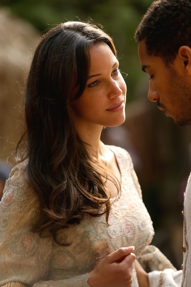 ONCE UPON A TIME - "Nimue" - In Camelot, Merlin spearheads a mission to reunite the dagger with Excalibur so he can use the weapon to save Emma from the darkness threatening her soul. With Zelena in tow, Hook, Mary Margaret, David, Regina and Robin steal into Arthur's castle to take the broken sword from the maniacal king. Meanwhile, Merlin brings Emma along on a journey to confront his ancient nemesis and retrieve the sacred spark he'll need to reforge Excalibur. Both parties are tested, but one suffers a blow that could derail the entire operation. In a flashback to long before the Age of Arthur, young Merlin finds purpose after he is blessed with magic and immortality, but when he falls in love with a young refugee named Nimue, everything changes for Merlin, as their romance starts a chain of events that touches every one of our present day heroes, on "Once Upon a Time," SUNDAY, NOVEMBER 8 (8:00-9:00 p.m., ET) on the ABC Television Network. (ABC/Jack Rowand) CAROLINE FORD, ELLIOT KNIGHT