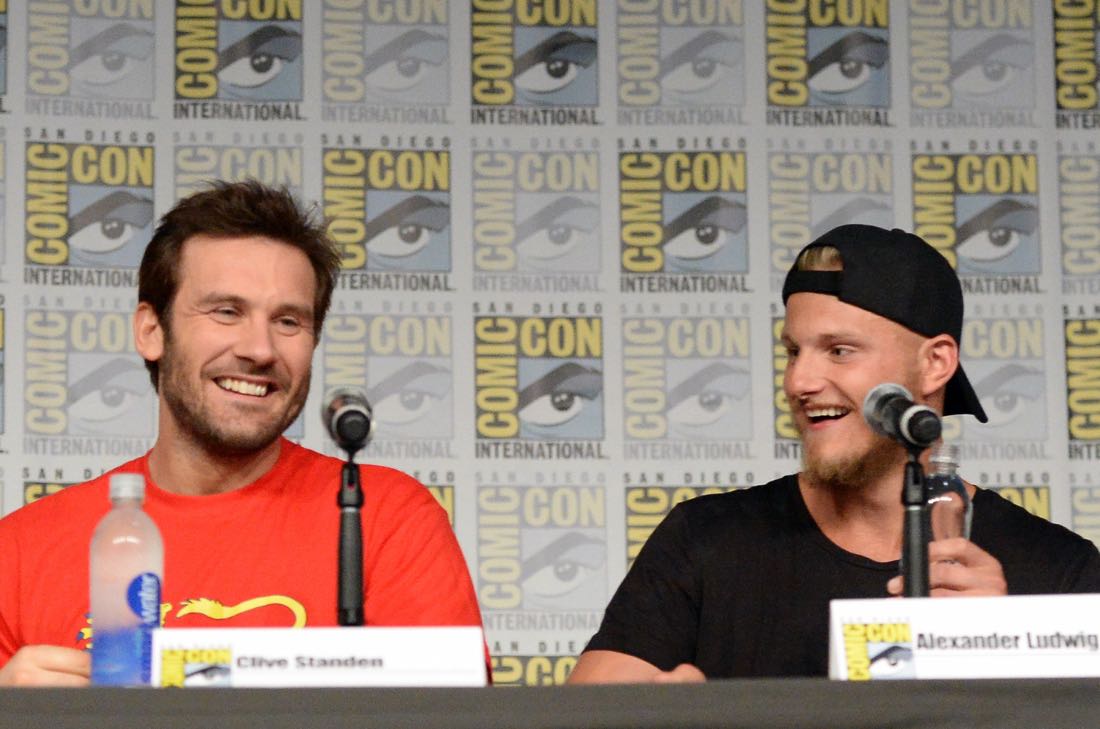 SAN DIEGO, CA - JULY 22: (L-R) Actors Clive Standen and Alexander Ludwig attend the "Vikings" panel during Comic-Con International 2016 at San Diego Convention Center on July 22, 2016 in San Diego, California. (Photo by Charley Gallay/Getty Images for HISTORY )