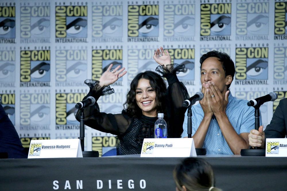 COMIC-CON INTERNATIONAL: SAN DIEGO 2016 -- "Powerless Press Room and Carpet" -- Pictured: (l-r) Vanessa Hudgens, Danny Pudi -- (Photo by: Mark Davis/NBC)