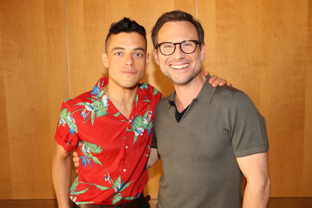 COMIC-CON INTERNATIONAL: SAN DIEGO -- "Mr. Robot Petco Park Stunt" -- Pictured: (l-r) Rami Malek, Christian Slater -- (Photo by: Evans Vestal Ward/USA Network)