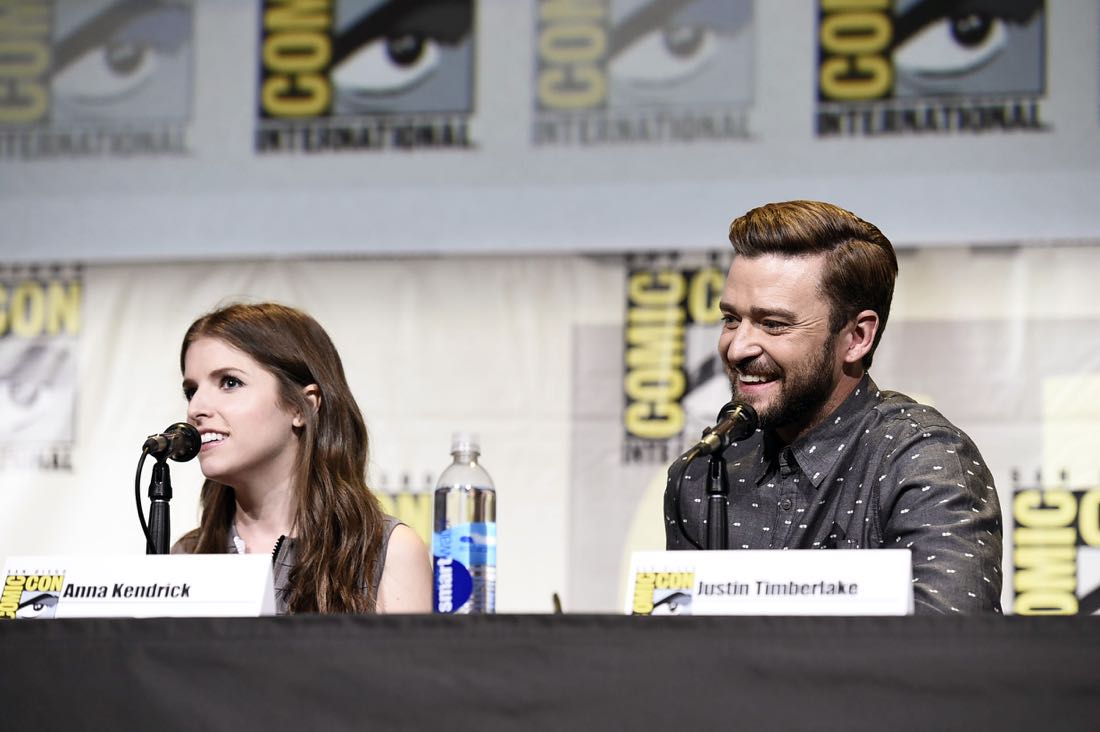 TROLLS voice actors Anna Kendrick and Justin Timberlake at DreamWorks Animation's Comic Con Hall H Panel.