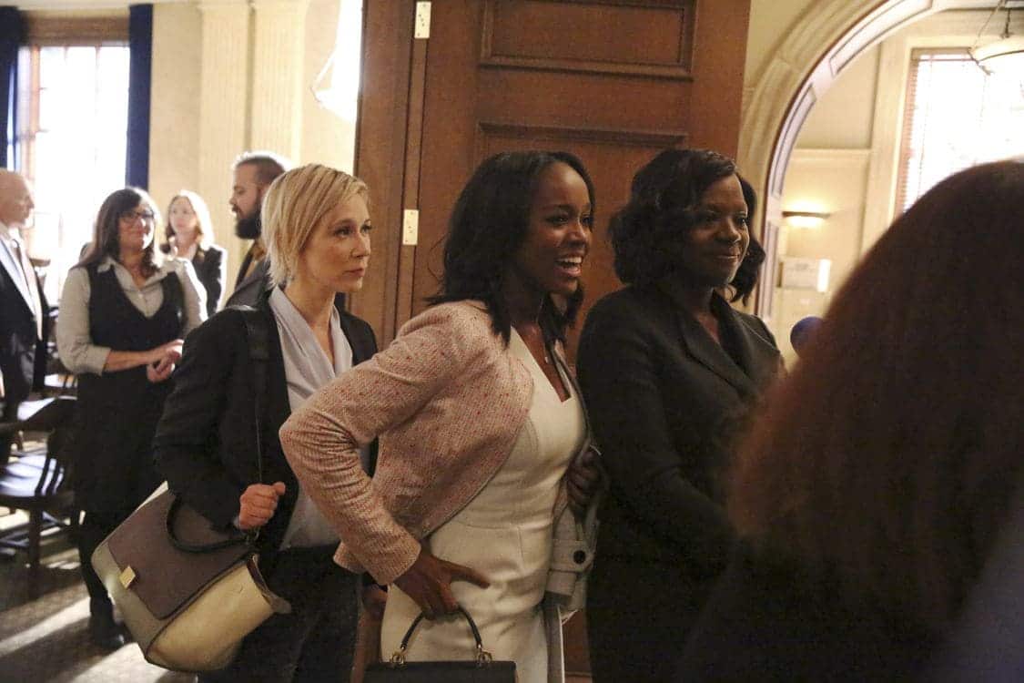 HOW TO GET AWAY WITH MURDER - "Always Bet Black" - Annalise presents her class with a high-profile murder case that pushes even the Keating 5's morals, while Laurel makes a shocking discovery through an unlikely source, on "How to Get Away with Murder," THURSDAY, OCTOBER 6 (10:00-11:00 p.m. EDT), on the ABC Television Network. (ABC/Mitch Haaseth) LIZA WEIL, AJA NAOMI KING, VIOLA DAVIS