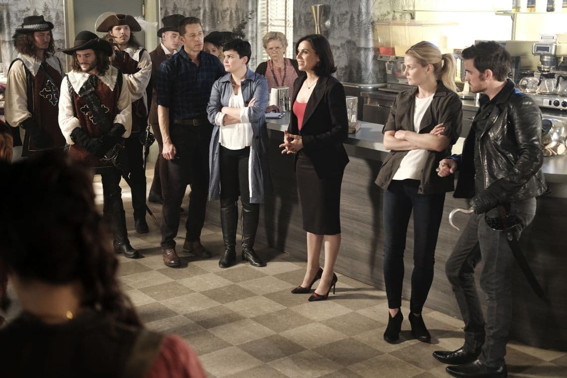 ONCE UPON A TIME - "A Bitter Draught" - When a mysterious man from the Land of Untold Stories, who has a past with the Evil Queen, arrives in Storybrooke, David and Snow work together with Regina to neutralize the threat. Belle seeks Hook's help finding a safe place to hide away from her husband, Mr. Gold. The Evil Queen continues to try to win Zelena over to her side, while Emma resumes her therapy sessions with Archie and shares her terrifying vision of the future, on "Once Upon a Time," SUNDAY, OCTOBER 2 (8:00-9:00 p.m. EDT), on the ABC Television Network. (ABC/Eike Schroter) THOMAS GASIOR, JOSH DALLAS, GINNIFER GOODWIN, BEVERLEY ELLIOT, LANA PARRILLA, JENNIFER MORRISON, COLIN O'DONOGHUE