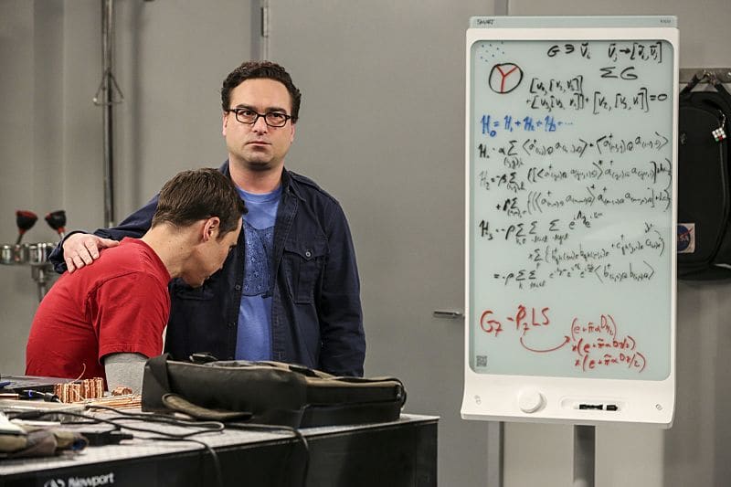 "The Dependence Transcendence" -- Pictured: Sheldon Cooper (Jim Parsons) and Leonard Hofstadter (Johnny Galecki). Tensions rise when the boys struggle to complete their government project on time and Sheldon tries an energy drink to stay awake. Also, Penny and Amy go to a "party" at Bert (Brian Posehn) the geologist's house and Kooothrappali learns Bernadette's true feelings about her pregnancy when they clean out the future baby room, on THE BIG BANG THEORY, Monday, Oct. 3 (8:00-8:31 PM, ET/PT), on the CBS Television Network. Dean Norris returns as Air Force Representative Colonel Williams. Photo: Michael Yarish/Warner Bros. Entertainment Inc. é 2016 WBEI. All rights reserved.