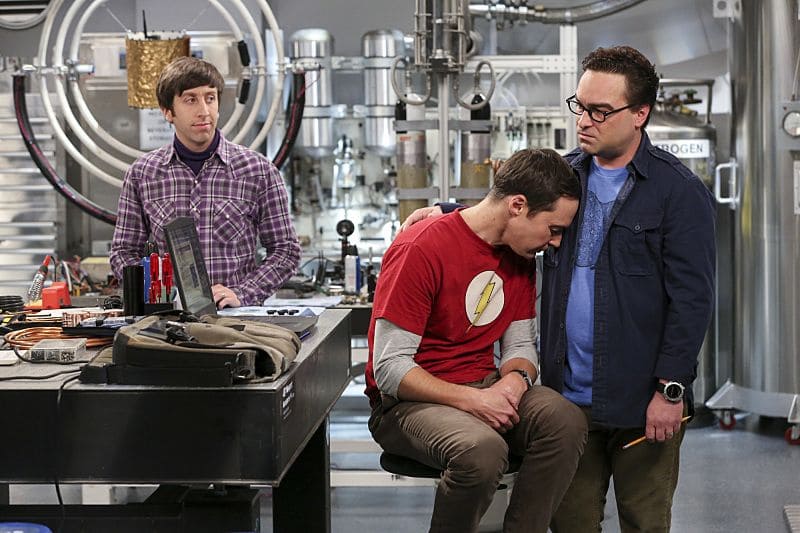 "The Dependence Transcendence" -- Pictured: Howard Wolowitz (Simon Helberg), Sheldon Cooper (Jim Parsons) and Leonard Hofstadter (Johnny Galecki). Tensions rise when the boys struggle to complete their government project on time and Sheldon tries an energy drink to stay awake. Also, Penny and Amy go to a "party" at Bert (Brian Posehn) the geologist's house and Kooothrappali learns Bernadette's true feelings about her pregnancy when they clean out the future baby room, on THE BIG BANG THEORY, Monday, Oct. 3 (8:00-8:31 PM, ET/PT), on the CBS Television Network. Dean Norris returns as Air Force Representative Colonel Williams. Photo: Michael Yarish/Warner Bros. Entertainment Inc. é 2016 WBEI. All rights reserved.