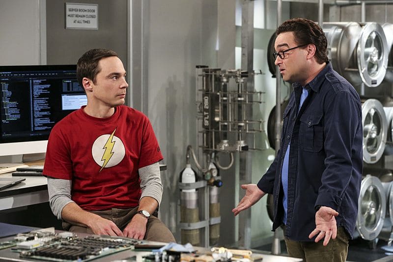 "The Dependence Transcendence" -- Pictured: Sheldon Cooper (Jim Parsons) and Leonard Hofstadter (Johnny Galecki). Tensions rise when the boys struggle to complete their government project on time and Sheldon tries an energy drink to stay awake. Also, Penny and Amy go to a "party" at Bert (Brian Posehn) the geologist's house and Kooothrappali learns Bernadette's true feelings about her pregnancy when they clean out the future baby room, on THE BIG BANG THEORY, Monday, Oct. 3 (8:00-8:31 PM, ET/PT), on the CBS Television Network. Dean Norris returns as Air Force Representative Colonel Williams. Photo: Michael Yarish/Warner Bros. Entertainment Inc. é 2016 WBEI. All rights reserved.