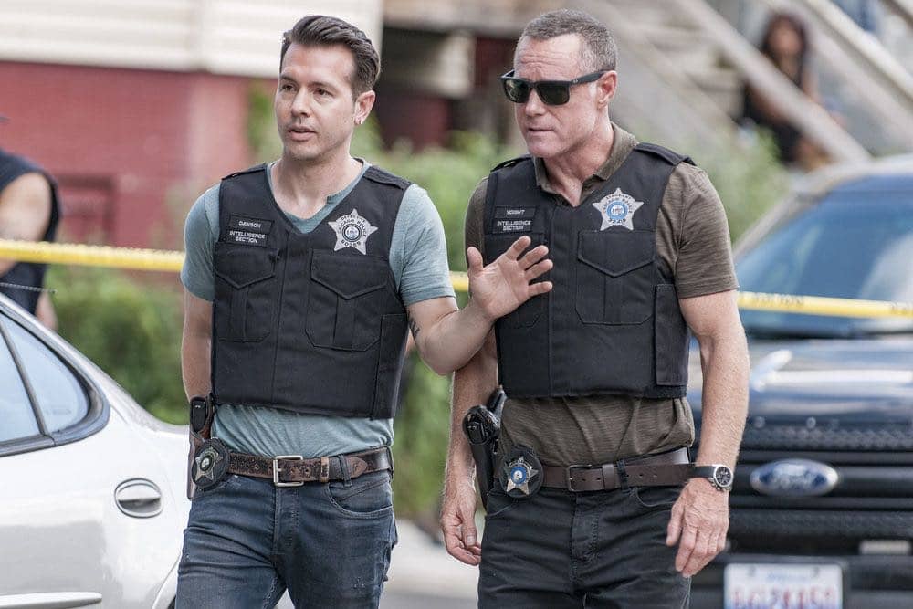 CHICAGO P.D. -- "Made a Wrong Turn" Episode 402 -- Pictured: (l-r) Jon Seda as Antonio Dawson, Jason Beghe as Hank Voight -- (Photo by: Matt Dinerstein/NBC)