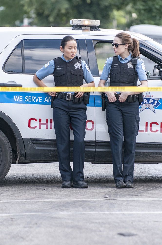 CHICAGO P.D. -- "Made a Wrong Turn" Episode 402 -- Pictured: (l-r) Li Jun Li as Julie Tay, Marina Squerciati as Kim Burgess -- (Photo by: Matt Dinerstein/NBC)