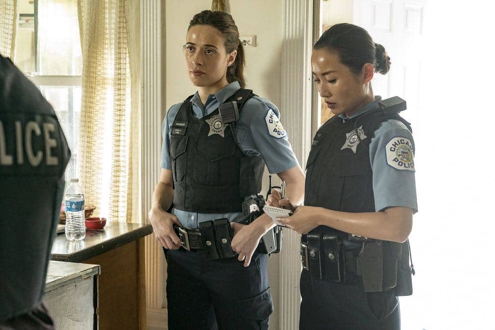 CHICAGO P.D.  -- "Made a Wrong Turn" Episode 402 -- Pictured: (l-r) Marina Squerciati as Kim Burgess, Li Jun Li as Julie Tay -- (Photo by: Matt Dinerstein/NBC)