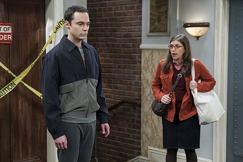 The Veracity Elasticity" -- Pictured: Sheldon Cooper (Jim Parsons) and Amy Farrah Fowler (Mayim Bialik). In order to continue living with Sheldon, Amy lies to him about repairs being made to her apartment and they host an "on location" episode of "Fun With Flags" in Penny's apartment. Also, Leonard lets Penny decorate Sheldon's old room after he learns that she has been secretly moving Leonard's collectibles into storage, on THE BIG BANG THEORY, Thursday, Nov. 3 (8:00-8:31 PM, ET/PT), on the CBS Television Network. Photo: Monty Brinton/CBS ÃÂ©2016 CBS Broadcasting, Inc. All Rights Reserved.