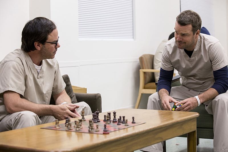 "Crazy Train" -- Pictured: Jed Rees (NSA Analyst Gary Dill / Noah Leipzig) and Chris O'Donnell (Special Agent G. Callen). Callen goes undercover as a patient in a mental health hospital to search for an NSA agent who disappeared while tracking an ISIS cell trying to cross the Mexican border, on NCIS: LOS ANGELES, Sunday, Nov. 6 (8:30-9:30 PM, ET/8:00-9:00 PM,PT), on the CBS Television Network. Photo: Paul Sarkis/CBS ÃÂ©2016 CBS Broadcasting, Inc. All Rights Reserved