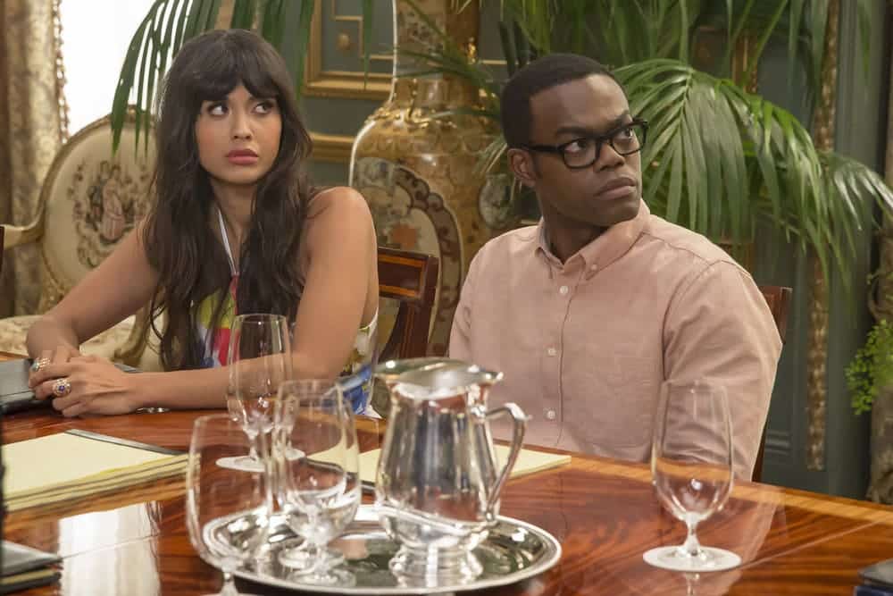 THE GOOD PLACE Season 1 Episode 8 Photos Most Improved Player 9 THE GOOD PLACE -- "Most Improved Player" Episode 107 -- Pictured: (l-r) Jameela Jamil as Tehani, William Jackson Harper as Chidi -- (Photo by: Ron Batzdorff/NBC)