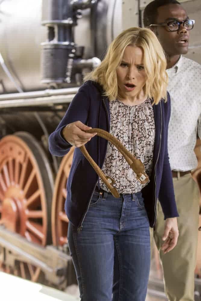 THE GOOD PLACE Season 1 Episode 8 Photos Most Improved Player 6 THE GOOD PLACE -- "Most Improved Player" Episode 107 -- Pictured: (l-r) Kristen Bell as Eleanor, William Jackson Harper as Chidi -- (Photo by: Ron Batzdorff/NBC)