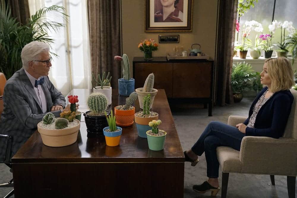 THE GOOD PLACE Season 1 Episode 8 Photos Most Improved Player 4 THE GOOD PLACE -- "Most Improved Player" Episode 107 -- Pictured: (l-r) Ted Danson as Michael, Kristen Bell as Eleanor -- (Photo by: Chris Haston/NBC)