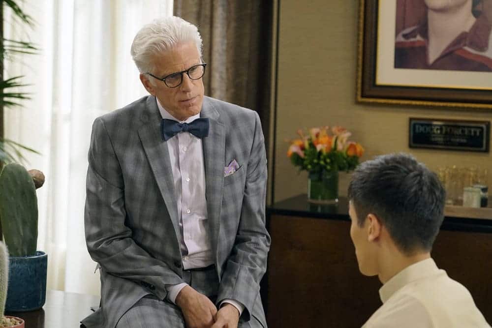 THE GOOD PLACE Season 1 Episode 8 Photos Most Improved Player 3 THE GOOD PLACE -- "Most Improved Player" Episode 107 -- Pictured: (l-r) Ted Danson as Michael, Manny Jacinto as Jianyu -- (Photo by: Chris Haston/NBC)