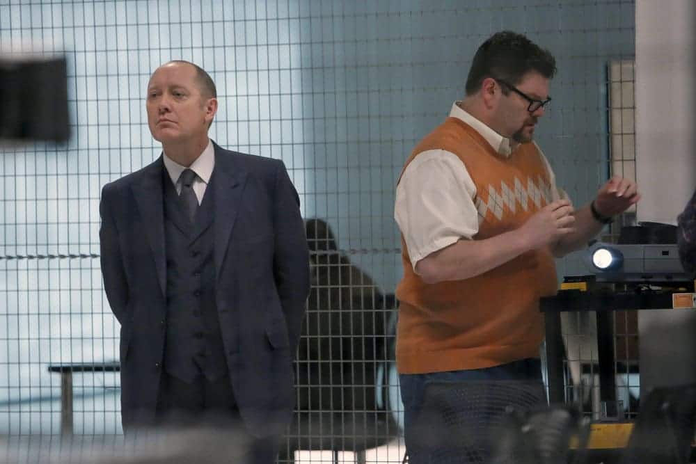 THE BLACKLIST Season 4 Episode 6 Photos The Thrushes: #53 11 THE BLACKLIST-- "The Thrushes: #53" Episode 406 -- Pictured: (l-r) James Spader as Raymond "Red" Reddington, Daniel Stewart Sherman as Chester -- (Photo by: Will Hart/NBC)