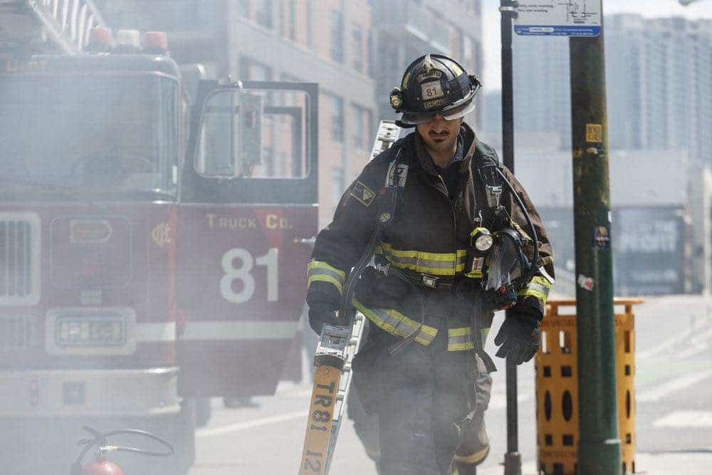 CHICAGO FIRE -- "Scorched Earth" Episode 503 -- Pictured: Yuriy Sardarov as Brian "Otis" Zvonecek -- (Photo by: Parrish Lewis/NBC)