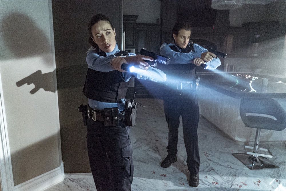 CHICAGO P.D. -- "Skin in the Game" Episode 406 -- Pictured: (l-r) Marina Squerciati as Kim Burgess, Samuel Hunt as Craig Gurwitch -- (Photo by: Matt Dinerstein/NBC)