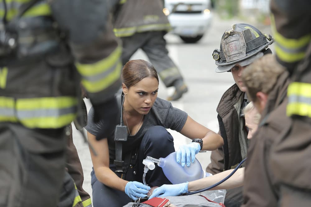 CHICAGO FIRE -- "A Real Wake-up Call" Episode 502 -- Pictured: Monica Raymund as Gabriela Dawson -- (Photo by: Parrish Lewis/NBC)