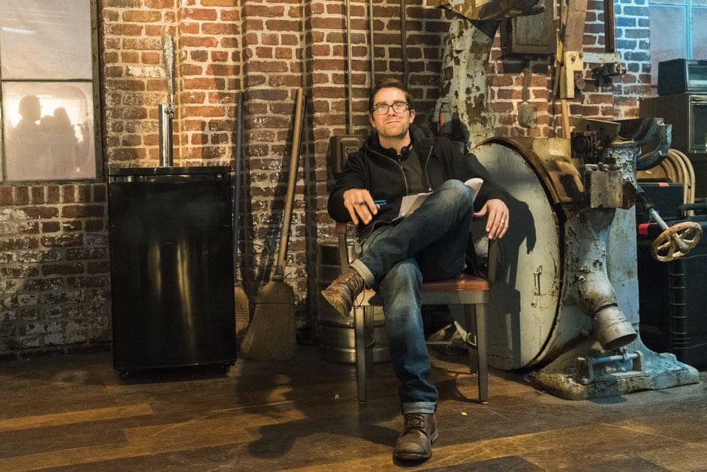 BTS, Executive Producer Christopher Cantwell - Halt and Catch Fire _ Season 3, Episode 1 - Photo Credit: Tina Rowden/AMC