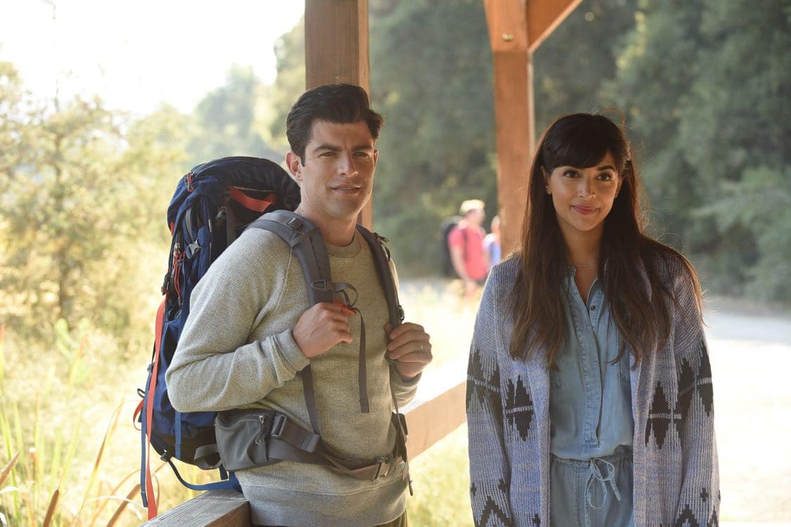 NEW GIRL: L-R: Max Greenfield and Hannah Simone in the " Africa or Retractable S'mores Pole" episode of NEW GIRL airing Tuesday, Oct. 4 (8:30-9:00 PM ET/PT) on FOX. ©2016 Fox Broadcasting Co. Cr: Ray Mickshaw/FOX