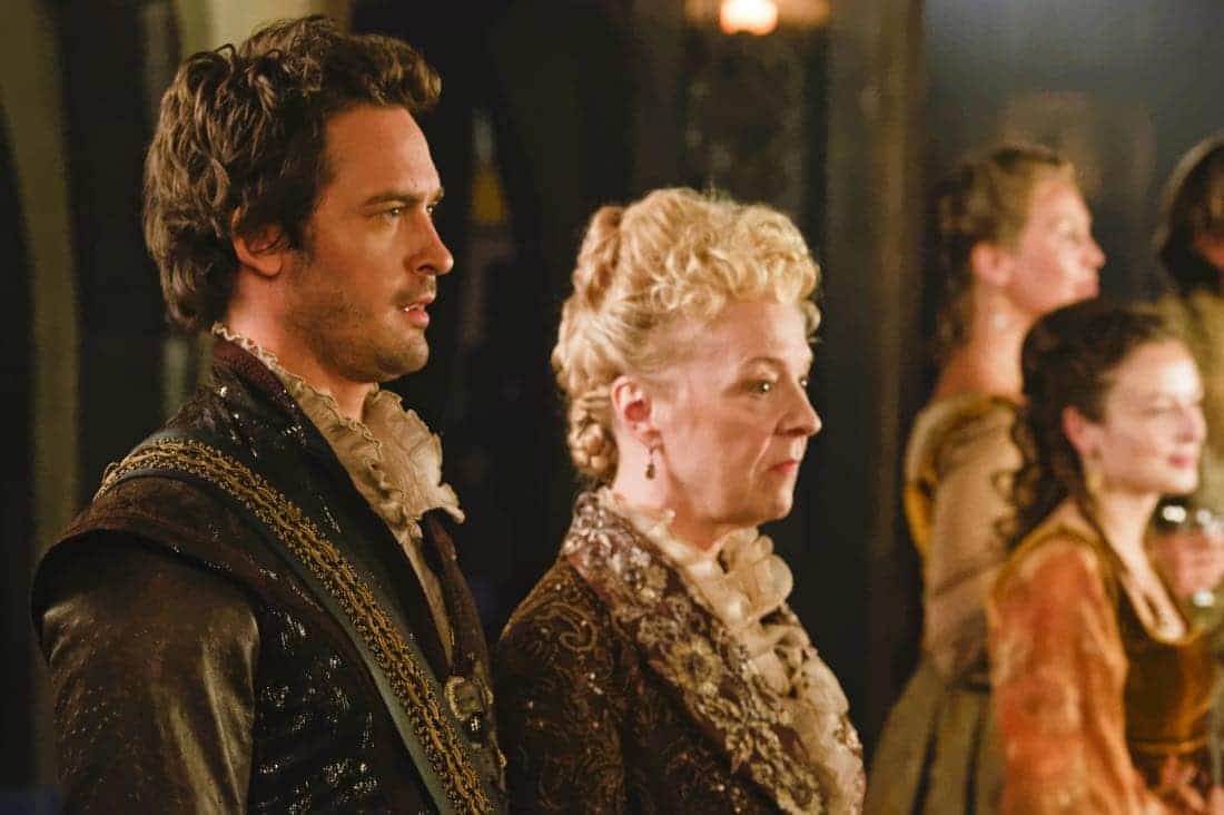 Reign -- "Leaps of Faith" -- Image Number: RE403a_0280.jpg -- Pictured (L-R) Will Kemp as Lord Darnley and Nola Augustson as Lady Lennox -- Photo: Ben Mark Holzberg/The CW -- © 2017 The CW Network, LLC. All Rights Reserved Reign -- "Leaps of Faith" -- Image Number: RE403a_0280.jpg -- Pictured (L-R) Will Kemp as Lord Darnley and Nola Augustson as Lady Lennox -- Photo: Ben Mark Holzberg/The CW -- © 2017 The CW Network, LLC. All Rights Reserved