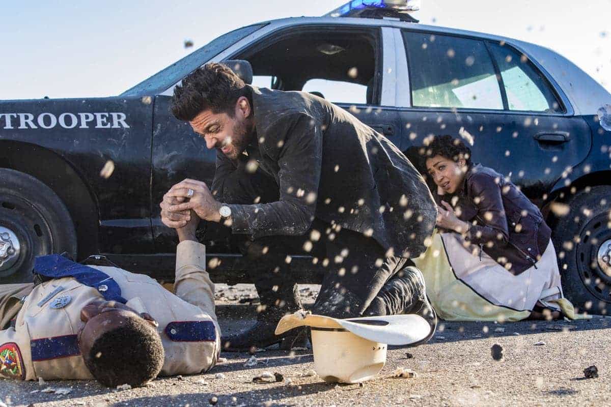 Dominic Cooper as Jesse Custer, Ruth Negga as Tulip O'Hare - Preacher _ Season 2, Episode 1 - Photo Credit: Skip Bolen/AMC Dominic Cooper as Jesse Custer, Ruth Negga as Tulip O'Hare - Preacher _ Season 2, Episode 1 - Photo Credit: Skip Bolen/AMC