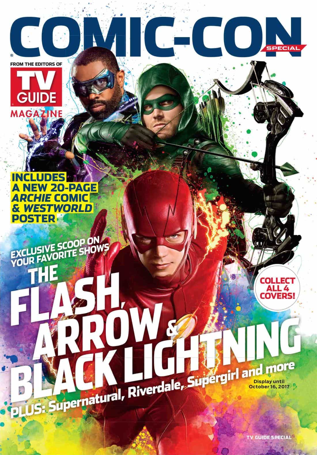 Arrow The Flash Black Lightning TV Guide Comic Con 2017 Cover Arrow-Black-Lightning-The-Flash-TVGM-cover