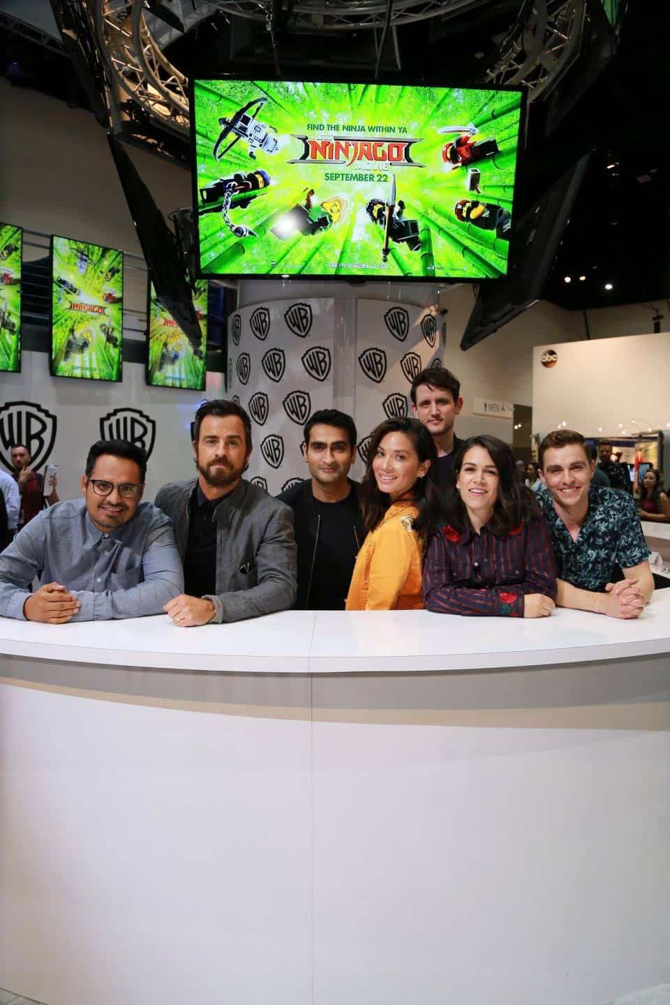 Stars of THE LEGO NINJAGO MOVIE enjoy their time together at the Warner Bros. booth at Comic-Con 2017 on Thursday, July 20. #WBSDCC (© 2017 WBEI. All Rights Reserved) Stars of THE LEGO NINJAGO MOVIE enjoy their time together at the Warner Bros. booth at Comic-Con 2017 on Thursday, July 20. #WBSDCC (© 2017 WBEI. All Rights Reserved)