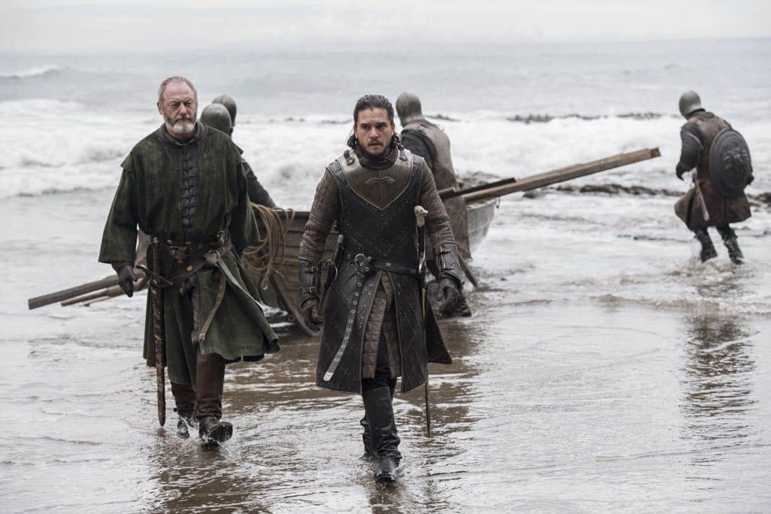 GAME OF THRONES Season 7 Episode 3 Photos The Queen’s Justice 5 Episode 63 (season 7, episode 3), debut 7/30/17: Liam Cunningham, Kit Harington. photo: Macall B. Polay/courtesy of HBO