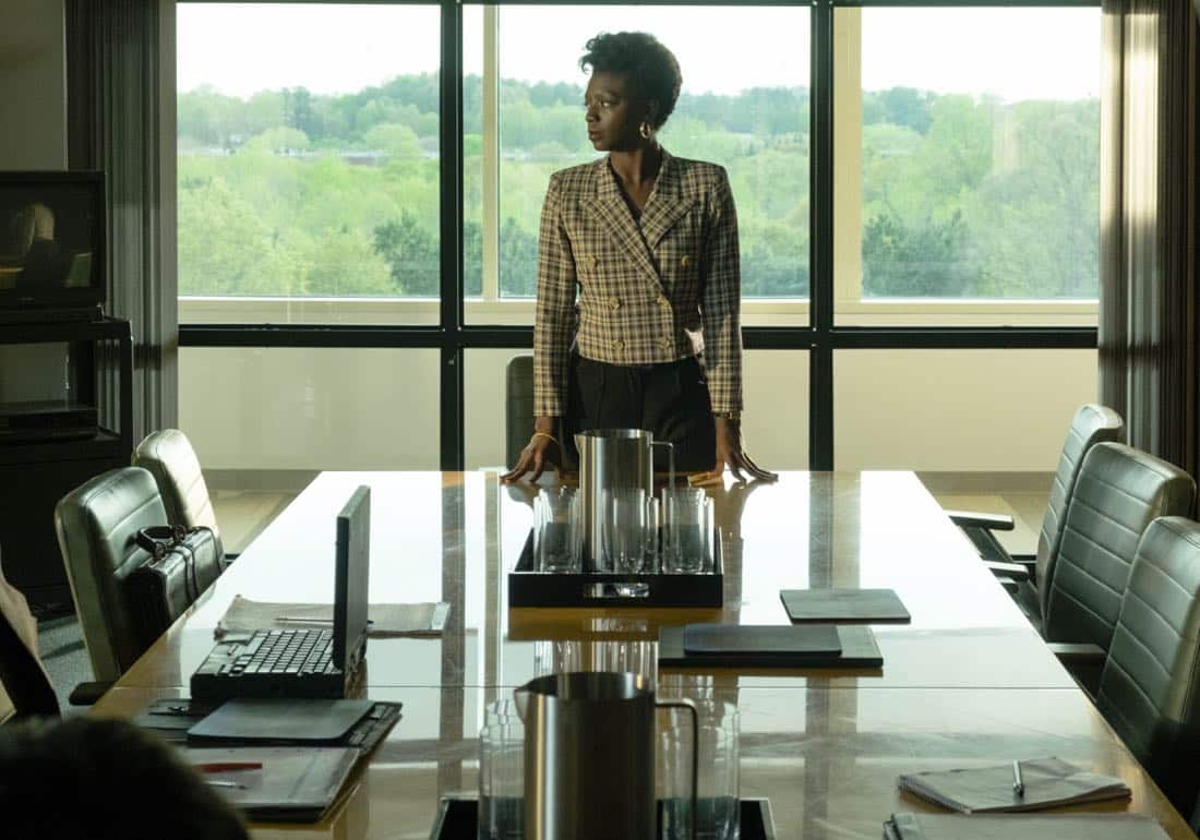 Sasha Morfaw as Tanya Reese - Halt and Catch Fire _ Season 4, Episode 1 - Photo Credit: Gene Page/AMC Sasha Morfaw as Tanya Reese - Halt and Catch Fire _ Season 4, Episode 1 - Photo Credit: Gene Page/AMC