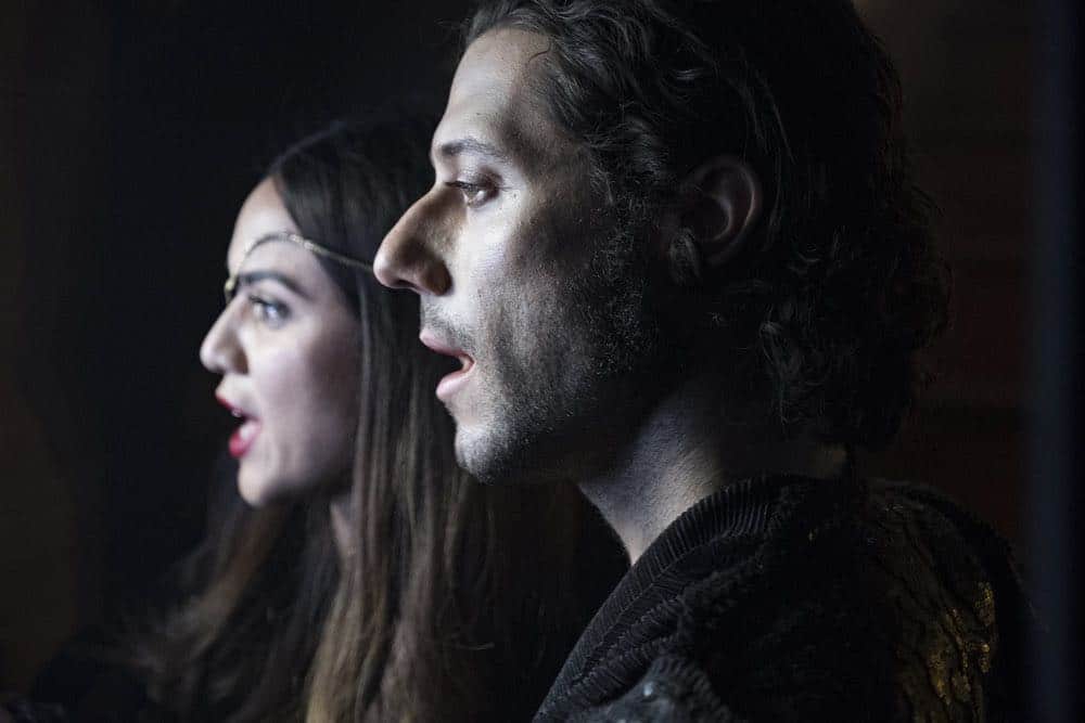 THE MAGICIANS -- "All That Josh" Episode 309 -- Pictured: (l-r) Summer Bishil as Margo Hanson, Hale Appleman as Eliot Waugh -- (Photo by: Eric Milner/Syfy)