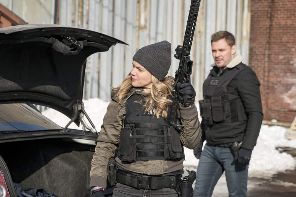 CHICAGO P.D. Season 5 Episode 17 Photos Breaking Point 2 CHICAGO P.D. -- "Breaking Point" Episode 517 -- Pictured: (l-r) Tracy Spiridakos as Hailey Upton, Patrick John Flueger as Adam Ruzek -- (Photo by: Matt Dinerstein/NBC)