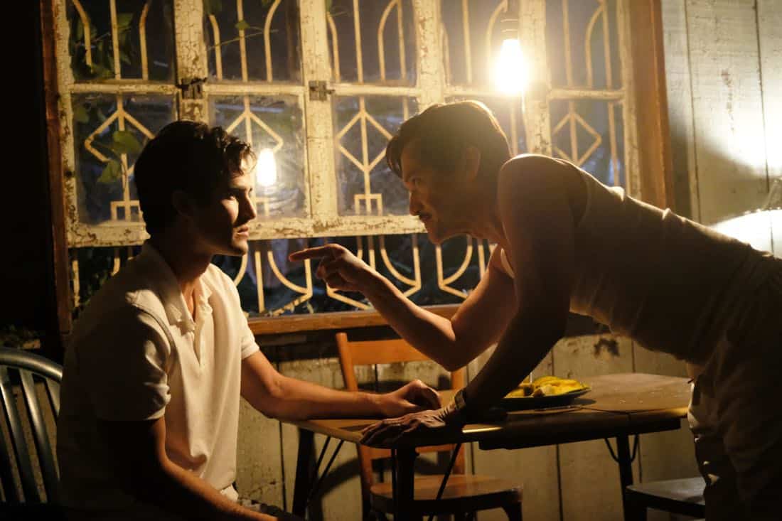 THE ASSASSINATION OF GIANNI VERSACE: AMERICAN CRIME STORY "Creator/Destroyer" Episode 8 (Airs Wednesday, March 14, 10:00 p.m. e/p) -- Pictured: (l-r) Darren Criss as Andrew Cunanan, Jon Jon Briones as Modesto Cunanan. CR: Ray Mickshaw/FX