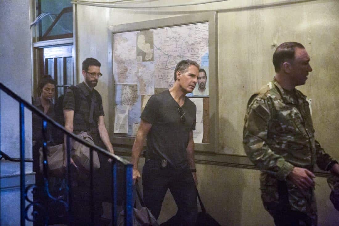 "Welcome to the Jungle" -- Pride, Sebastian and Tammy travel to South America after Pride is personally requested by a former colleague to assist with a classified operation that has been compromised, on NCIS: NEW ORLEANS, Tuesday, March 27 (10:00-11:00 PM, ET/PT) on the CBS Television Network. Pictured L-R: Vanessa Ferlito as FBI Special Agent Tammy Gregorio, Rob Kerkovich as Forensic Scientist Sebastian Lund, Scott Bakula as Special Agent Dwayne Pride, and Patrick Page as Colonel Stanley Parker Photo: Skip Bolen/CBS ÃÂ©2018 CBS Broadcasting, Inc. All Rights Reserved