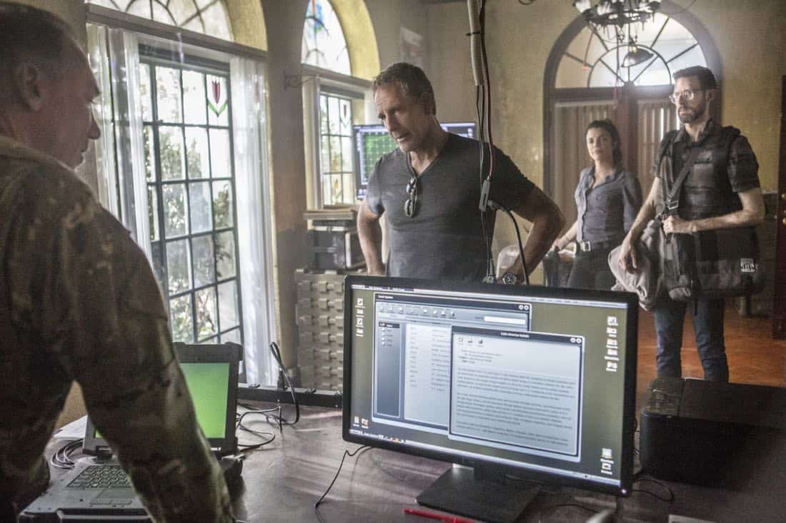 "Welcome to the Jungle" -- Pride, Sebastian and Tammy travel to South America after Pride is personally requested by a former colleague to assist with a classified operation that has been compromised, on NCIS: NEW ORLEANS, Tuesday, March 27 (10:00-11:00 PM, ET/PT) on the CBS Television Network. Pictured L-R: Patrick Page as Colonel Stanley Parker, Scott Bakula as Special Agent Dwayne Pride, Vanessa Ferlito as FBI Special Agent Tammy Gregorio, and Rob Kerkovich as Forensic Scientist Sebastian Lund Photo: Skip Bolen/CBS ÃÂ©2018 CBS Broadcasting, Inc. All Rights Reserved