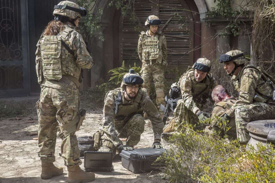 "Welcome to the Jungle" -- Pride, Sebastian and Tammy travel to South America after Pride is personally requested by a former colleague to assist with a classified operation that has been compromised, on NCIS: NEW ORLEANS, Tuesday, March 27 (10:00-11:00 PM, ET/PT) on the CBS Television Network. Pictured L-R: Vanessa Ferlito as FBI Special Agent Tammy Gregorio, Rob Kerkovich as Forensic Scientist Sebastian Lund, Patrick Page as Colonel Stanley Parker, and Scott Bakula as Special Agent Dwayne Pride Photo: Skip Bolen/CBS ÃÂ©2018 CBS Broadcasting, Inc. All Rights Reserved