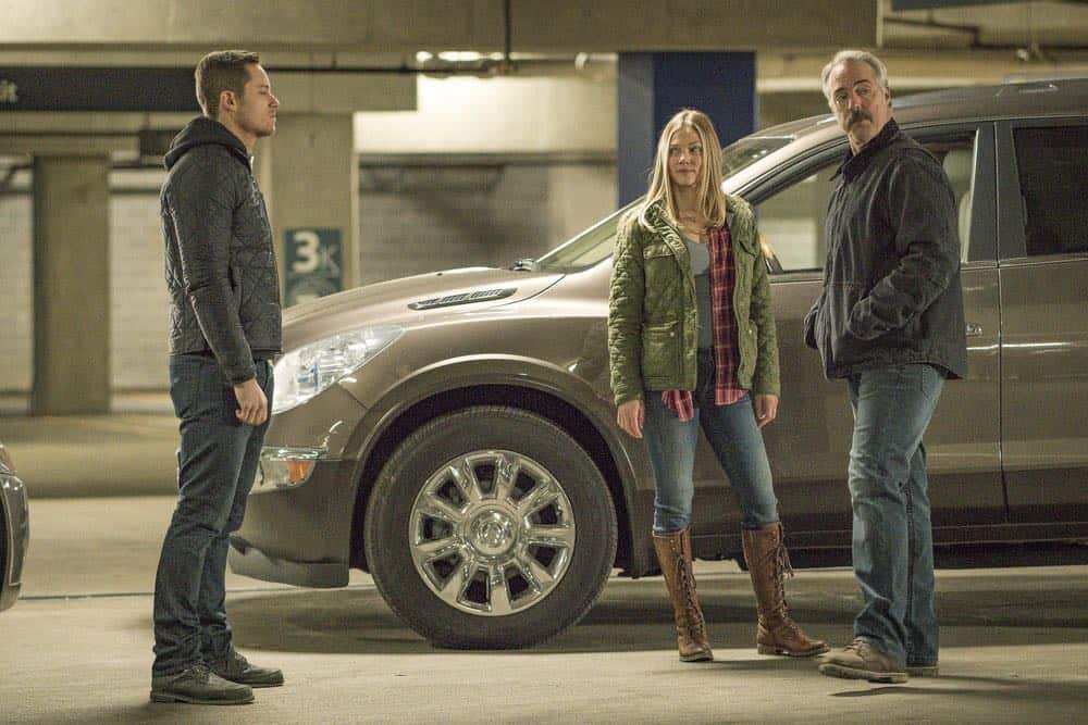 CHICAGO P.D. -- "Ghosts" Episode 518 -- Pictured: (l-r) Jesse Lee Soffer as Jay Halstead, Tracy Spiridakos as Hailey Upton, Titus Welliver as Ronald Booth -- (Photo by: Matt Dinerstein/NBC) CHICAGO P.D. -- "Ghosts" Episode 518 -- Pictured: (l-r) Jesse Lee Soffer as Jay Halstead, Tracy Spiridakos as Hailey Upton, Titus Welliver as Ronald Booth -- (Photo by: Matt Dinerstein/NBC)
